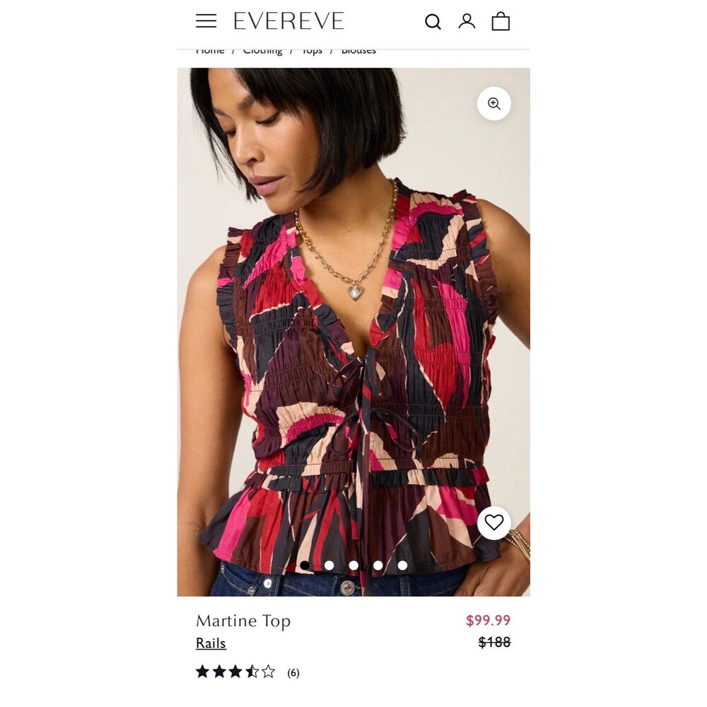 Rails Martine Ruched Top Sz. Small NWT Paradise Print